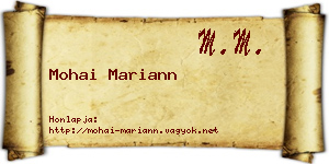 Mohai Mariann névjegykártya
